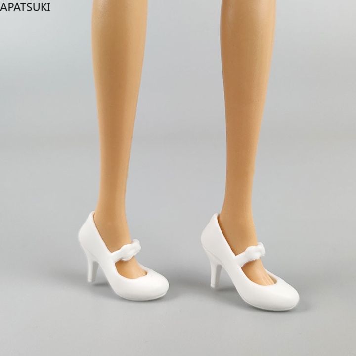 White Office Formal Shoes for Barbie Doll High Heels Mary Jane