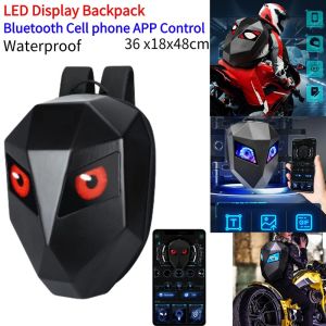 [JYA store] Motorcycle LED Backpack Mobile APP Control Bluetooth Universal Hard Shell Luminous Eye Travel Bag Waterproof Hard Case Cool Design Riding Backpack For Travelling Camping Cycling