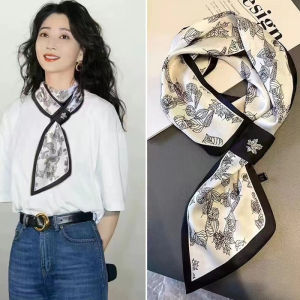 Phong cách mới Polka Dot nhỏ dài kẻ sọc Khăn Quàng Cổ Lụa Nữ tất cả các trận đấu xuân hè phong cách thanh mảnh cao cấp khăn quàng cổ clavic
