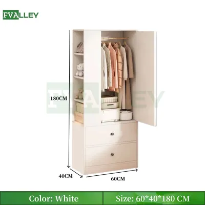 FVALLEY Home Bedroom Wardrobe Single Door Storage Cabinet Combination Wardrobe Wooden Wardrobe With Drawers