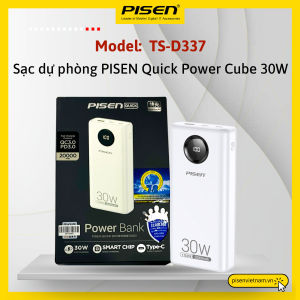 Pin dự phòng PISEN QUICK Power Cube công suất 30W 20000mAh sạc nhanh hai chiều - Hàng chính hãng
