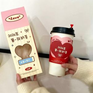 COVIEEZB Xoay Hộp nhẫn sáng tạo hình ly trà sữa đầu tiên Phong cách hiện đại Lưu trữ Hộp đựng trang sức có nắp lật hình trái tim Hộp đựng đồ trang sức Nhỏ gọn Hộp đựng trang sức Trái Tim Của Các Cô Gái