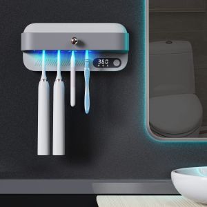 UV Bàn Chải Đánh Răng disinfector Máy Sấy Sưởi Ấm Và Quạt Làm Khô Chức Năng Màn hình LED Bàn Chải Đánh Răng Làm Sạch disinfector Khung Treo Tường Thích Hợp Cho Giá Đựng Bàn Chải Đánh Răng