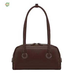 PU Leather All-Match Shoulder Bag Large Capacity Soft Tote Handbag Solid Color Elegant Underarm Bag Commute Handbag[Winnereco World]