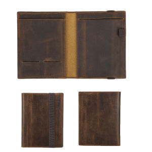 Retro Crazy Horse Leather Notebook Portfolio For iPad Mini Case A5 Book Travel File Folder Office School Stationery Supply