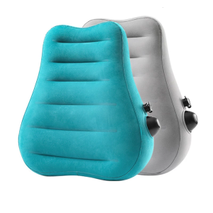 Convenient Inflatable Backrest Pillow Soft PVC Flocking Lumbar Pillow for Car PlaneTrain Use Back Support Relaxation