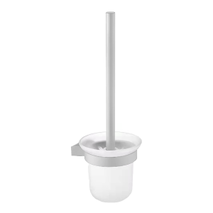 baokemo Toilet Brush Aluminum Wall-Mounted  Cleaning Brush With Glass Cup Bathroom Sanitary Brush  Long Handle Brush  Toilet Bathroom Accessories