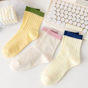 ถุงเท้าข้อกลาง แบบบางพิเศษ ระบายอากาศได้ดี สไตล์เกาหลี สําหรับผู้หญิงถุงเท้าผ้าฝ้ายสีขนมหวาน