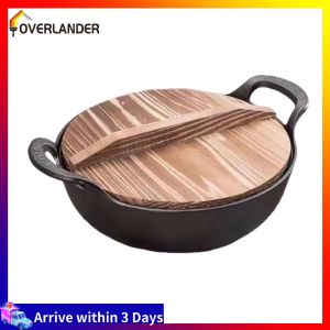 【Fast Shipping】 Pre-Seasoned Cast Iron Cookware Non Stick Flat Bottom Fry Pan with Lid and Handle for Easy Cooking