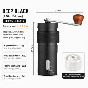 7-Tooth CNC Manual Coffee Grinder Stainless Steel Hand Coffee Beans Mill Portable Design Perfect For Birthday Gift For Coffee Lovers