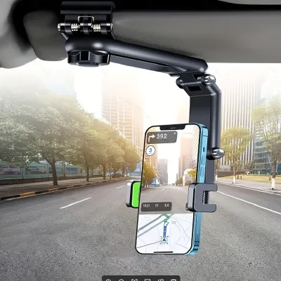 SUN VISOR CAR PHONE HOLDER CAR REARVIEW MIRROR MOBILE PHONE HOLDER MULTI-FUNCTION CLIP CAR STEERING ANTI-SCRATCH 360