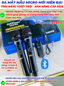 Micro BX6 pro phiên bản nâng cấp 2025 chỉnh echo vol Ch trên thân mic chuyên dùng cho xe ô tô loa hãng loa vi tính tích hợp bluetooth micro pin sạc bảo hành 12 tháng