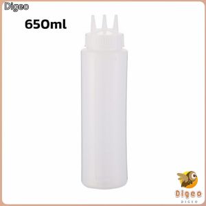 Digeo Salad sauce bottle graduated squeeze bottle plastic seasoning bottle three hole jam bottle