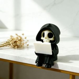 3D Printed Gothic Decoration Funny Creative Skeleton Model Decoration Desk Ornaments Cartoon Reading Pose Ghost Statues Use