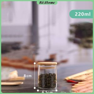 BizHome โหลแก้วฝาไม้  ฝากันความชื้นเป็นไม้ไผ่ โหลพาสต้า  Borosilicate glass storage tank