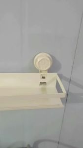 SXH Carbon steel suction cup tray bathroom vanity organizer wall-mounted suction cup storage rack no drilling required