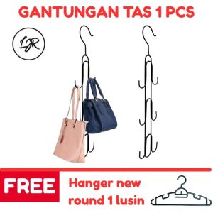 LJR Gantungan Tas Besi Random 1 Pcs + Hanger New Round 1 Lusin