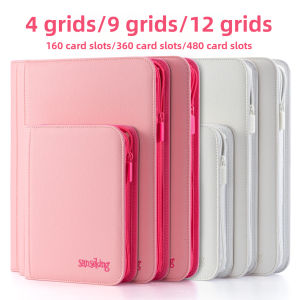 Sanseking Premium Zipper 4/9/12 Pocket PU Card Binder - Aesthetic Pink & White Album for Pokemon Cards Game Collection & Fan2026