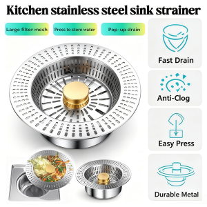 【Ready Stock】Stainless Steel Kitchen Sink Drain Stopper Anti‑Clog Insect Proof Deodorant Filter Screen Kitchen Accessories