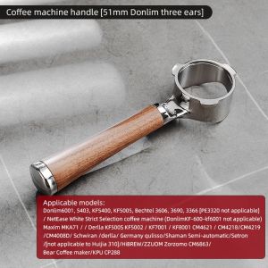 BINCOO Coffee Maker Handle Walnut Espresso Machine Portafilter Bottomless Hollow Handle 58MM/51MM Universal