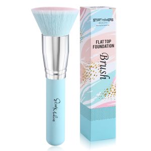 Flat Kabuki Foundation Brush Makeup Brushes Foundation Brush for Liquid Makeup Blending Mineral Cream Powder Buffing Stippling Flawless Face Brush (Black)