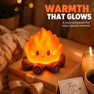 Flame Night Light Led Warm Glow Cartoon Campfire Ambient Lamp Battery Powered Desk Decor Gift