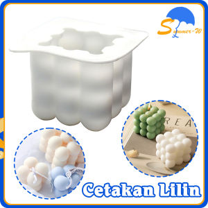 Cetakan Lilin Silikon DIY Cetakan Lilin Cube Bubble Cetakan Resin Kubus Lilin Sabun Mould