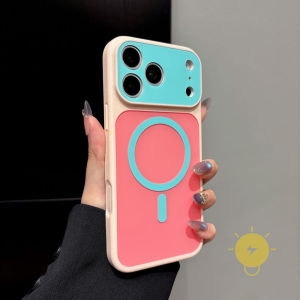 For iPhone 17 Pro Max Case Magnetic PC TPU Contrast Color Phone Case For iPhone 18 Pro Max Plus 17 16 15 14 13 Cover Aesthetic Korean Cute