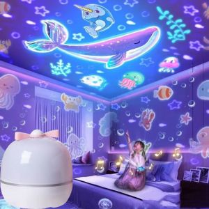 MECOME 360 ° หมุนได้ โคมไฟโปรเจคเตอร์ดาว ยูเอสบี ไฟ LED โปรเจคเตอร์ท้องฟ้า ไฟกลางคืน บรรยากาศ 6 รูปแบบภาพยนตร์ โคมไฟฉายภาพท้องฟ้าจำลอง ของขวัญปีใหม่