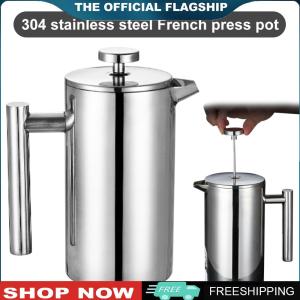 [LEAZEN]กาชงกาแฟสแตนเลสสตีลสองชั้นพกพาสำหรับแคมป์ปิ้งและท่องเที่ยวกลางแจ้ง