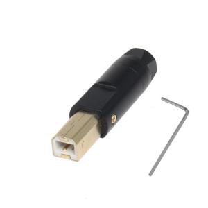 USB B-Type Square Port Gold-Plated Plug Connector Shell 6mm Hole Aluminum Alloy for Reliable USB Cable Repairs