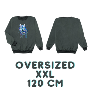 Sweater Wanita Big size Motif Blue Wolf Bahan Fleece / Sweater Wanita Ukuran Jumbo / Sweater Korea Wanita Ukuran Besar / Sweater Wanita Ukuran XXL