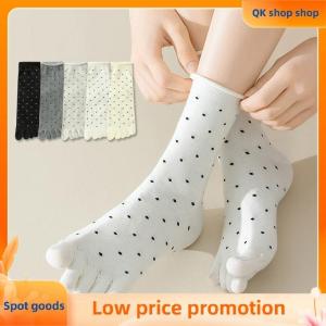 ✨QK shop✨ 1 Pairs Toe Socks Women Middle Tube Five Finger Socks Cute Dots High Quality Cotton Crew Socks With Separate Fingers