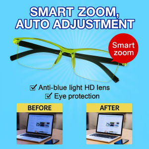 Smart Zoom Reading Glasses With Anti Blue Light HD Lens Gradient Color Lightweight PC Frame For Eye Protection