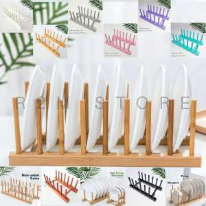 Rak Piring Kayu & Rak Pengerin Multifungsi 6 Slot