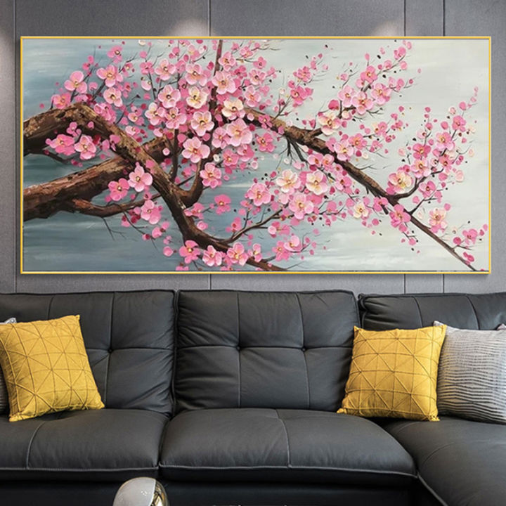 Blooming Peach Flowers Oil Painting Modern Canvas Print Wall ...