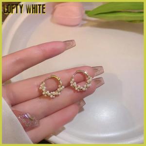 Lofty White ต่างหูมุกวงกลมอารมณ์เรียบง่ายใหม่1คู่ต่างหูแฟชั่นอเนกประสงค์ขนาดเล็กเครื่องประดับของผู้หญิง