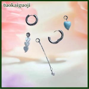 tuokaiguoji Vintage cá tính Punk hình trái tim tua Stud Bông tai thời trang quyến rũ dài phong cách bất đối xứng bông tai jewerly phụ kiện