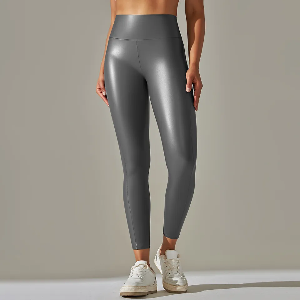 Nessaj Leather Pant For Women Sexy Black Leggings High Waist Running  Jogging Tight Pant PU Stretch Skinny Slim Pants