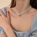 Pearl jewelry set for women original Necklace for women wedding accessories set bride jewelry set for evening party Banquet earrings for women korean style pearl Necklace and earings set pendant non tarnish Stud Earrings hypoallergenic Choker Necklaces. 