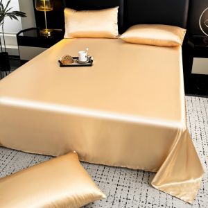 Dansunreve Satin Silk Bed Sheet ice Cooling Flatsheet Luxury Sheet Single/Super Single/Full(Double)/Queen Flat Sheet Pillowcase
