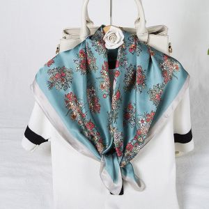 Khăn Lụa Vuông (Khăn Turban) Cao Cấp Bông Hoa Chất Liệu Lụa Chiffon 70x70cm - Mã KL033