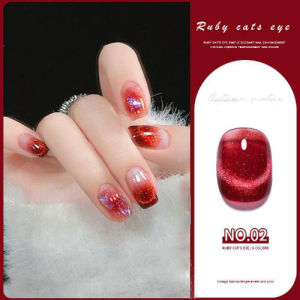 7.3ML Cat Eye Nail Polish 6 Colors Red Crystal Cat Eye Manicure Need To Use Nail Lamp Pengilat Kuku Ruby Nail Polish