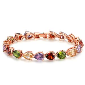 TKNUS Vintage Rainbow Zircon Bracelet Luxury Ornaments Colored Crystal Bracelet Elegant Wrist Adornment Rhinestone Bracelet Lady/Men