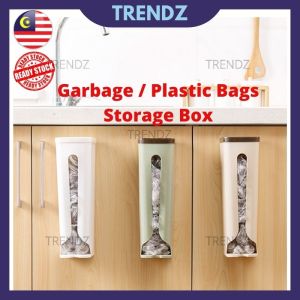 TRENDZ Garbage Bag Storage Organizer Plastic Bag Storage Box Wall Hanging Adhesive Storing Rack With Cover For Home Kitchen Kotak Penyimpan Plastik Bag Sampah Mengantung Dinding