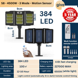 【ECO SOLAR S8 5year warranty】Solar Street Lamp Lampu Solar Light Outdoor Garden Waterproof Lighting LED Spotlight 太陽能燈