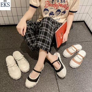 EKS SHOP 701รองเท้าแตะสาวรุ่นใหม่! new รองเท้าแตะขี้เกียจมีสไตล์! รองเท้าแตะพื้นหนา 3 ซม. กันลื่นและทนต่อการสึกหรอ!3 สีเลือกได้