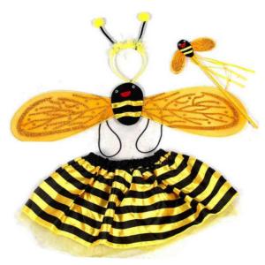 4Pcs/Set Kid Fairy Costume Set Ladybird Bee Glitter Cute Wing Striped Layered Tu