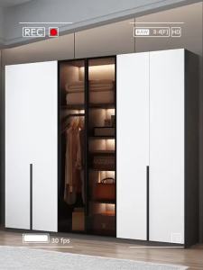 Wardrobe Family Bedroom Rental Property Lightweight Luxury Glass Door Simple And Easy To Assemble Wardrobe Cabinet