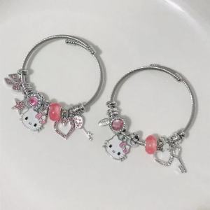 Cute New Sanrio Hello Kitty Bracelet Pink Beaded Anime Hand Ornament Fashion Jewelry Ladies Girls Holiday Gifts